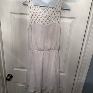 White Sleeveless Dress with Lattice Detail